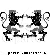 Poster, Art Print Of Black And White Rampant Lions