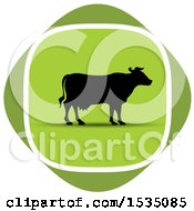Clipart Of A Dairy Cow In A Green Diamond Royalty Free Vector Illustration by Lal Perera