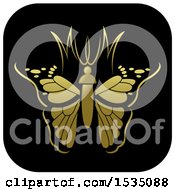 Poster, Art Print Of Golden Butterfly And Black Icon