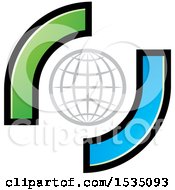 Clipart Of A Globe With Green And Blue Curves Royalty Free Vector Illustration