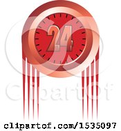 Poster, Art Print Of Red 24 Hour Clock Design