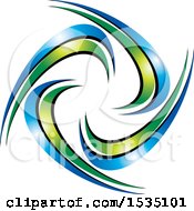 Clipart Of A Design With Green And Blue Swooshes Royalty Free Vector Illustration