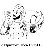 Poster, Art Print Of Black And White Male Chef Gesturing Perfect And Holding A Bowl