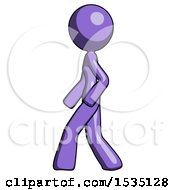 Poster, Art Print Of Purple Design Mascot Woman Walking Left Side View