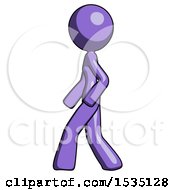 Purple Design Mascot Woman Walking Left Side View