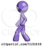 Poster, Art Print Of Purple Design Mascot Man Walking Left Side View