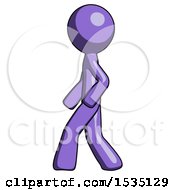 Purple Design Mascot Man Walking Left Side View