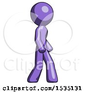 Poster, Art Print Of Purple Design Mascot Man Walking Turned Right Front View