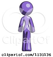 Purple Design Mascot Woman Walking Away Back View