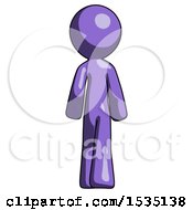 Purple Design Mascot Man Walking Away Back View