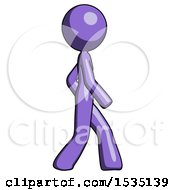 Poster, Art Print Of Purple Design Mascot Woman Walking Right Side View