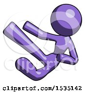 Purple Design Mascot Woman Flying Ninja Kick Left