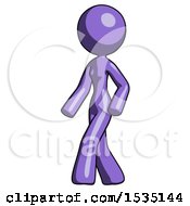 Poster, Art Print Of Purple Design Mascot Woman Man Walking Turned Left Front View