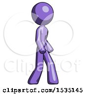 Poster, Art Print Of Purple Design Mascot Woman Turned Right Front View