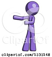 Poster, Art Print Of Purple Design Mascot Man Presenting Something To His Right