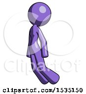 Poster, Art Print Of Purple Design Mascot Woman Floating Through Air Left