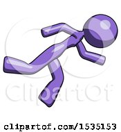 Poster, Art Print Of Purple Design Mascot Woman Running While Falling Down