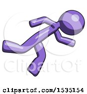 Poster, Art Print Of Purple Design Mascot Man Running While Falling Down