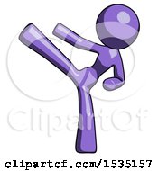 Purple Design Mascot Woman Ninja Kick Left