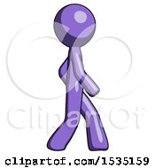 Purple Design Mascot Man Walking Right Side View