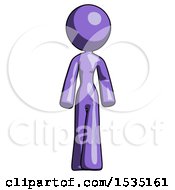 Purple Design Mascot Woman Walking Front View