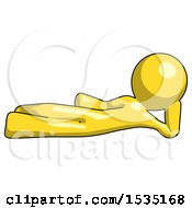 Poster, Art Print Of Yellow Design Mascot Man Reclined On Side