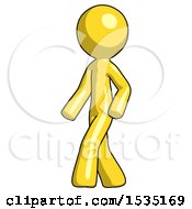 Poster, Art Print Of Yellow Design Mascot Man Man Walking Turned Left Front View