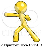 Poster, Art Print Of Yellow Design Mascot Man Martial Arts Punch Left