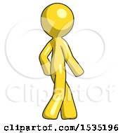 Poster, Art Print Of Yellow Design Mascot Man Walking Away Direction Right View