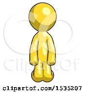 Yellow Design Mascot Man Kneeling Front Pose