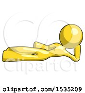 Yellow Design Mascot Woman Reclined On Side