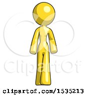 Poster, Art Print Of Yellow Design Mascot Woman Walking Front View