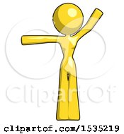 Poster, Art Print Of Yellow Design Mascot Woman Directing Traffic Left