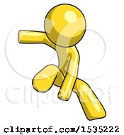 Poster, Art Print Of Yellow Design Mascot Man Action Hero Jump Pose