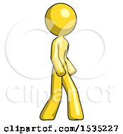 Poster, Art Print Of Yellow Design Mascot Woman Turned Right Front View