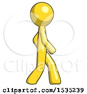 Yellow Design Mascot Man Walking Right Side View