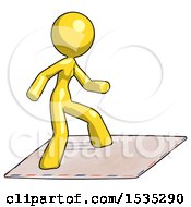 Poster, Art Print Of Yellow Design Mascot Woman On Postage Envelope Surfing