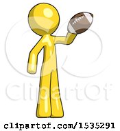 Poster, Art Print Of Yellow Design Mascot Man Holding Football Up