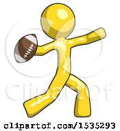 Poster, Art Print Of Yellow Design Mascot Man Throwing Football