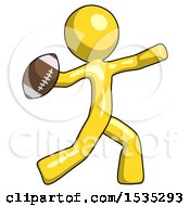 Yellow Design Mascot Man Throwing Football