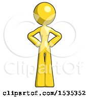 Yellow Design Mascot Woman Hands On Hips