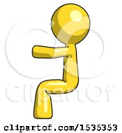 Poster, Art Print Of Yellow Design Mascot Man Sitting Or Driving Position