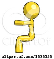 Yellow Design Mascot Woman In Sitting Or Driving Position