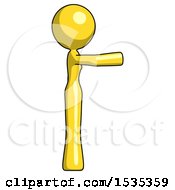 Poster, Art Print Of Yellow Design Mascot Woman Pointing Right