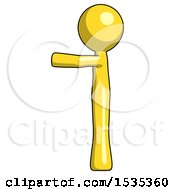 Poster, Art Print Of Yellow Design Mascot Man Pointing Left