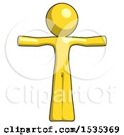 Yellow Design Mascot Man T Pose Arms Up Standing