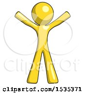 Poster, Art Print Of Yellow Design Mascot Man Surprise Pose Arms And Legs Out