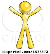 Poster, Art Print Of Yellow Design Mascot Woman Surprise Pose Arms And Legs Out