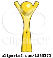 Yellow Design Mascot Man Hands Up