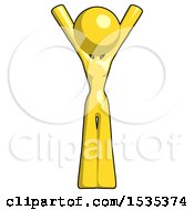 Yellow Design Mascot Woman Hands Up